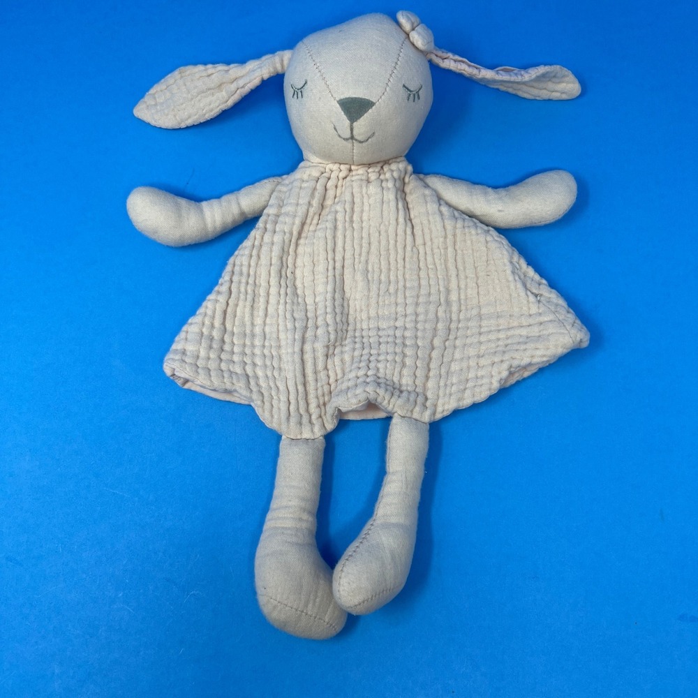 Cloud Island Bunny‎ Rabbit Medium Cream Pink Cotton Muslin Dress Lovey Plush